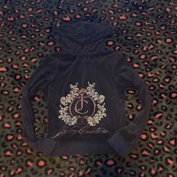 Juicy Couture Jackets & Blazers - Juicy Couture Navy Hoodie with Embellished Logo